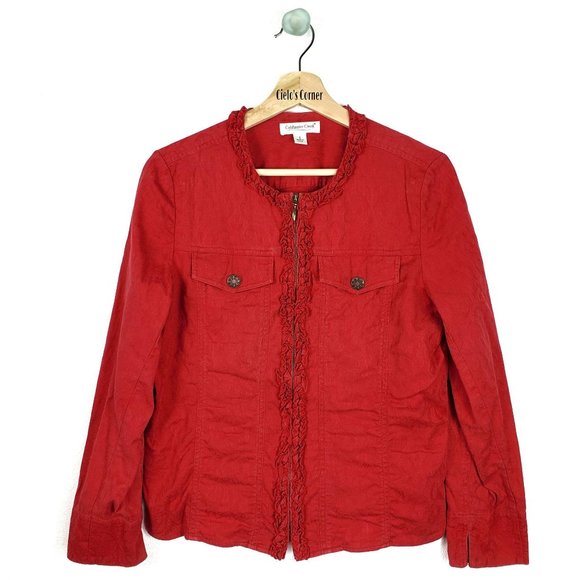 Coldwater Creek Red Zipper Jacket Small - Picture 1 of 9
